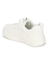 White PU Rotating Button Sneakers For Kids-Unisex (TC-B517-WHT)