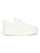 White PU Rotating Button Sneakers For Kids-Unisex (TC-B517-WHT)