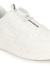 White PU Rotating Button Sneakers For Kids-Unisex (TC-B517-WHT)
