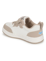 White Beige PU Velcro Sneakers For Kids-Unisex (TC-B519-WHTBEIG)