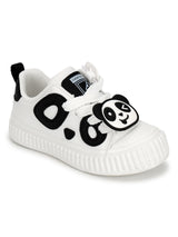 White Black PU Lace-Up Sneakers For Kids-Unisex (TC-B537-WHTBLK)