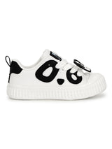 White Black PU Lace-Up Sneakers For Kids-Unisex (TC-B537-WHTBLK)