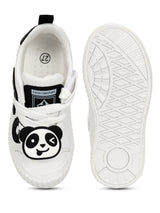 White Black PU Lace-Up Sneakers For Kids-Unisex (TC-B537-WHTBLK)