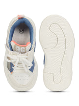 White Blue PU Lace-Up Sneakers For Kids-Unisex (TC-B551-WHTBLU)