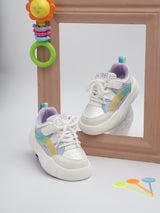 White Purple PU Lace-Up Sneakers For Kids-Unisex (TC-B551-WHTPUR)
