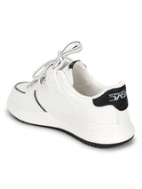 White Black PU Lace-Up Sneakers For Kids-Unisex (TC-B559-WHTBLK)