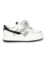 White Black PU Lace-Up Sneakers For Kids-Unisex (TC-B559-WHTBLK)