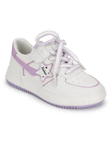 White Purple PU Lace-Up Sneakers For Kids-Unisex (TC-B559-WHTPUR)