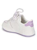 White Purple PU Lace-Up Sneakers For Kids-Unisex (TC-B559-WHTPUR)