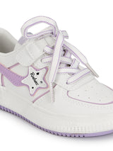 White Purple PU Lace-Up Sneakers For Kids-Unisex (TC-B559-WHTPUR)