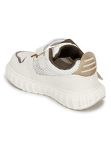 White Beige PU Velcro Sneakers For Kids-Unisex (TC-B606-WHTBEIG)