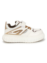 White Beige PU Velcro Sneakers For Kids-Unisex (TC-B606-WHTBEIG)