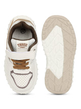 White Beige PU Velcro Sneakers For Kids-Unisex (TC-B606-WHTBEIG)