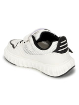 White Black PU Velcro Sneakers For Kids-Unisex (TC-B606-WHTBLK)