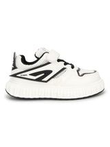 White Black PU Velcro Sneakers For Kids-Unisex (TC-B606-WHTBLK)