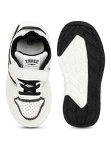 White Black PU Velcro Sneakers For Kids-Unisex (TC-B606-WHTBLK)