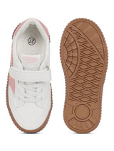 White Pink PU Velcro Sneakers For Kids-Unisex (TC-B636-WHTPNK)