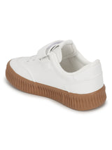 White PU Velcro Sneakers For Kids-Unisex (TC-B636-WHT)