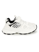 White Black Mesh Velcro Sneakers For Kids-Unisex (TC-B8819-WHTBLK)