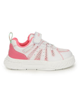 White Pink Mesh Velcro Sneakers For Kids-Unisex (TC-C557-WHTPNK)