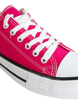 Fuchsia Pink Canvas Top Design And Durable Sole Lace Up Sneakers (TC-CAN1-FUCH)