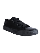 Black Canvas Top Design And Durable Sole Lace Up Sneakers (TC-CAN1-TOTBLK)