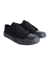 Black Canvas Top Design And Durable Sole Lace Up Sneakers (TC-CAN1-TOTBLK)