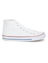 White Canvas High Ankle Stylish Lace-Up Sneakers (TC-CAN2-WHT)