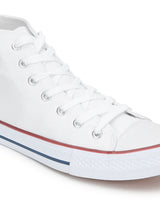 White Canvas High Ankle Stylish Lace-Up Sneakers (TC-CAN2-WHT)