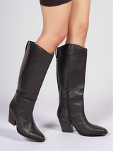 Black Leather Winter High-End Stylish Long Boots (TC-CARVELLA-BLK)