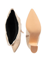 Beige Suede Pointed Toe Slouched Side Zipper Chunky Block Heel Long Boot (TC-DF003-BEIG)