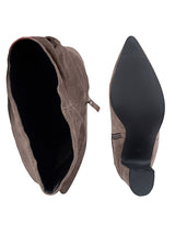 Khaki Suede Pointed Toe Slouched Side Zipper Chunky Block Heel Long Boot (TC-DF003-KHA)