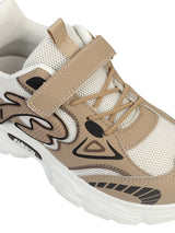 Beige Mesh Top Design And Durable Sole Velcro Sneakers For Kids-Unisex (TC-F33-2-BEIG)