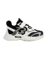 Black Mesh Top Design And Durable Sole Velcro Sneakers For Kids-Unisex (TC-F33-2-BLK)