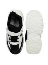 Black Mesh Top Design And Durable Sole Velcro Sneakers For Kids-Unisex (TC-F33-2-BLK)