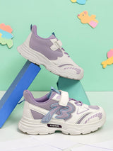 Purple Mesh Top Design And Durable Sole Velcro Sneakers For Kids-Unisex (TC-F33-2-PUR)