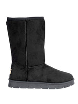 Black Suede High Ankle Flat Sole Winter Boots (TC-H3683-BLK)
