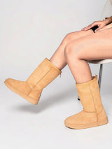 Camel Suede High Ankle Flat Sole Winter Boots (TC-H3683-CML)