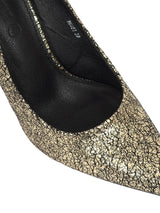 Gold Synthetic Leather Stylish Pointed Toe Stiletto Pumps (TC-H6481-GLD)