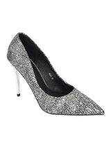 Silver Synthetic Leather Stylish Pointed Toe Stiletto Pumps (TC-H6481-SIL)