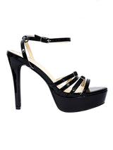 Black Patent Leather Stylish Open Toe Buckle Ankle Strap Stiletto Heel Sandals (TC-H6646-BLK)