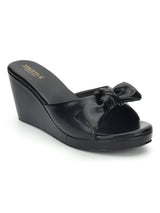 Black PU Stylish Slip-On Wedges (TC-L05-BLK)