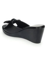 Black PU Stylish Slip-On Wedges (TC-L05-BLK)