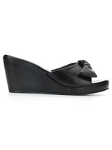 Black PU Stylish Slip-On Wedges (TC-L05-BLK)