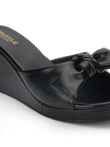 Black PU Stylish Slip-On Wedges (TC-L05-BLK)