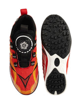 Red Synthetic Leather Rotating Button Closure Football Sneakers For Kids-Unisex (TC-L9717-RED)