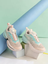 Pink Green Mesh Rotating Button Closure Sneakers For Kids-Unisex (TC-L9768-PNKGRN)