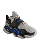 Black Grey Synthetic Leather Lace-Up Closure Basketball Sneakers For Kids-Unisex (TC-L9813-BLKGRY)