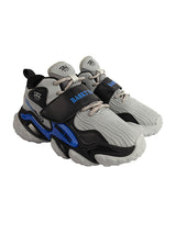 Black Grey Synthetic Leather Lace-Up Closure Basketball Sneakers For Kids-Unisex (TC-L9813-BLKGRY)