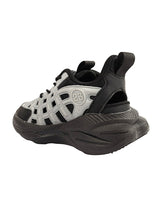 Black Synthetic Leather Rotating Button Closure Sneakers For Kids-Unisex (TC-L9966-BLK)